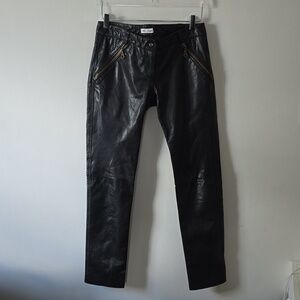 For Joseph Buttery Soft Black Leather Slim Tapered Biker Pants Womens 27